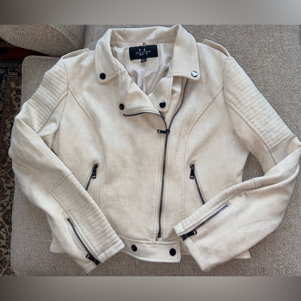 LA Coalition Cream Suede Jacket